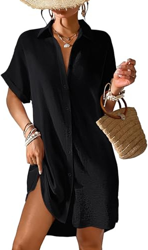 Tanmolo Damen Strandkleid Sommer Strandtunika Cover Up | Strandbluse, Strandhemd, Langer Schnitt, Leichtes Material, Strand und Urlaub