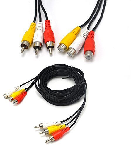 Pardarsey PDRCA500 15ft 3RCA Male to Female Audio Composite Extension Video Cable DVD,Red,Yellow,White