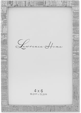 Lawrence Frames 712446 4x6 Silver Metal Linen Pattern Picture Frame