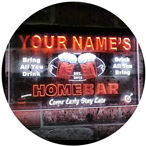 ADVPRO Personalized Your Name Custom Home Bar Beer Est. Year Dual Color LED Barlicht Neonlicht Lichtwerbung Neon Sign White & Orange 300mm x 210mm st6s32-p-tm-wo