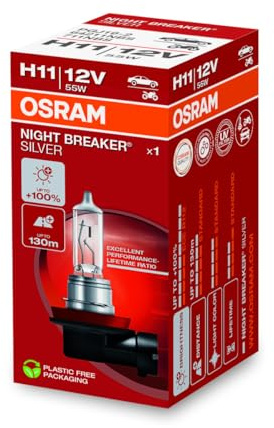 OSRAM NIGHT BREAKER SILVER, H11, Halogenstrålkastarlampa, 64211NBS, 12V, 3200K, Kapsel (1 Pieces)