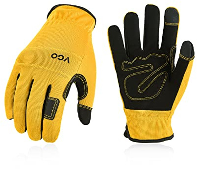 Vgo... 1 Pair Multi-Purpose Synthetic Work Gloves, Gardening Construction Builder Driver Gloves (Size L, Yellow, NB7581)