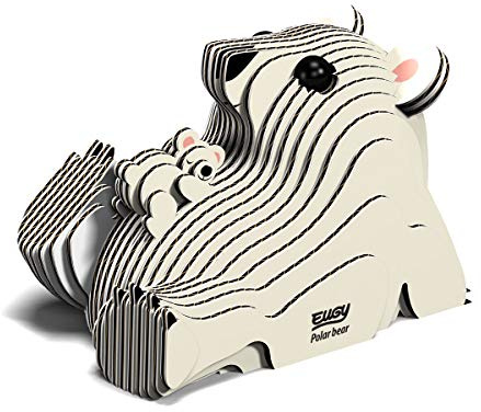 EUGY 650052 Eisbär, 3D Tier-Puzzle für Kinder und Erwachsene zum Zusammenbauen, DIY Tierfigur, Bastelset ab 6 Jahren