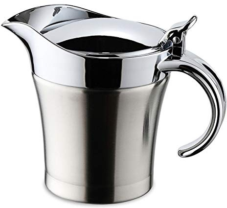 Gravidus Thermo Sauciere Soßenkanne, Wärmehalter für Saucen - Doppelt Isoliert mit Klappdeckel, Einhandbedienung - Fassungsvermögen 500 ml - aus Edelstahl