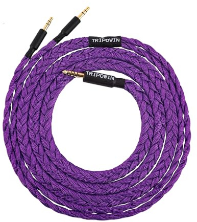 Linsoul Tripowin GranVia Upgraded OFC Headphone Replacement Cable | Dual 3.5mm Connector to 4.4mm TRRRS Stereo Headphone Cable,for HE4XX/HE-400i/HE400se/Goldplanar/Focal ELEGIA, Purple, 2m