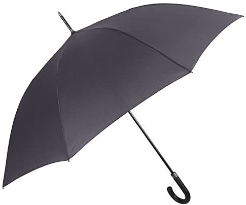 Ombrello Lungo Tinta Unita Classico Apertura Automatica - Grande XL Manico Curvo Resistente al Vento - Ultra Leggero Fibra di Vetro - Diam 120 cm (Grigio Scuro)