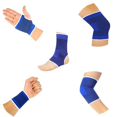 BNYD 10-Piece Compression Support Brace Set for Knee, Elbow, Wrist, Palm & Ankle — Full Body Pain Relief, Sports Injury Protection, Joint & Muscle Support for Men & Women (5 Pairs)