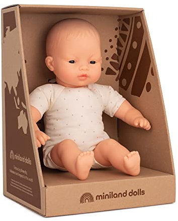 Miniland Dolls: asiatische Babypuppe, 32 cm, mit weichem Stoffkörper, in Geschenkbox, Natur, 31366