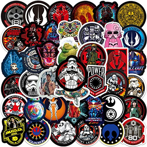 Stickers of Star Wars 50pcs Vinyl Movie Sticker for Laptop Skateboard Water Bottles Phone Guitar Computer Bike Car Decals, Waterproof Aesthetics Cartoon Sticker for Adults Teens Kids