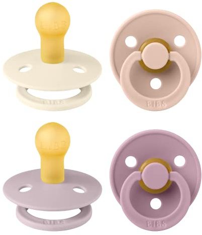 Chupete BIBS Colour, paquete de 4, chupete sin BPA, Tetina redonda. Látex natural, Fabricado en Dinamarca/UE. 0-6 meses (paquete de 4), Baby Girl Colours