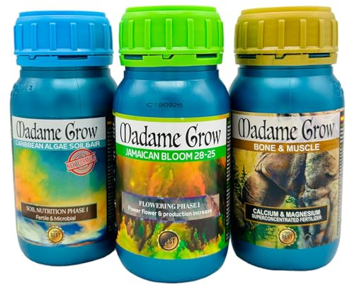 MADAME GROW Super Düngemittel Kit für Pflanzen 420 - Natürlicher Dünger - Wachstum, Blüte, Mästung, Schutz und Nährstoffversorgung - Große Ernten (MARTINICA, 3 X 250 mm)