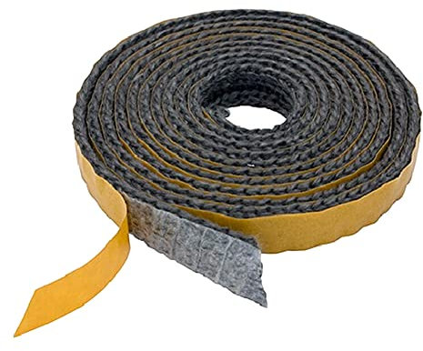 ZYNCUE 1 rollo de cuerda de fuego plana autoadhesiva para estufa, sellado de vidrio negro, resistente al calor, tira selladora para estufa de leña, chimenea, chimenea, puerta de horno