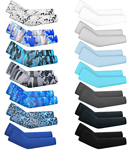 Mepase 14 Paar Armstulpen für Kinder, UV-Sonnenschutz, kühlende Armkompressionsabdeckung für Jungen und Mädchen, Sport, Baseball, Fußball (stilvolle Farbe)
