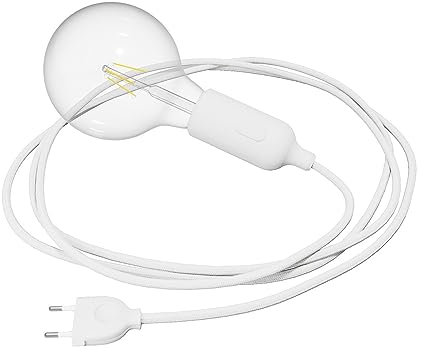 creative cables - Snake Leuchte aus Silikon mit Schalter und Stecker - Mit Glühbirne, Weiß