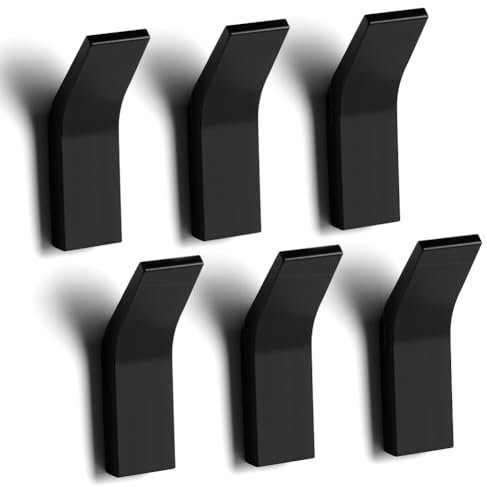 flintronic 6 Stück Kleiderhaken Schwarz, Garderobenhaken Matt Ohne Bohren aus Space Aluminium,Handtuchhalter Ohne Bohren, Handtuchhaken Kann Sparen Platz, Wandhaken für Schlafzimmer, Badezimmer, Küche