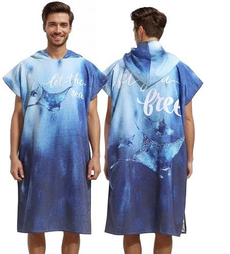 LOMTRATS Quick Dry Surf Poncho Changing Towel Robe Hoodie for Men Women,Swimming Beach Surfing Diving Home Hot Springs Bathing（Adult-M）
