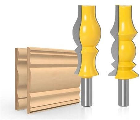 2 unids/set brocas enrutadoras for molduras de corona, vástago Reversible de 12mm y 12,7mm, juego de brocas enrutadoras de madera for molduras de corona grandes, brocas enrutadoras de carburo de tungs