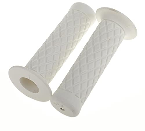 Lot de 2 poignées de guidon de moto universelles en caoutchouc 7/8 22 mm Blanc