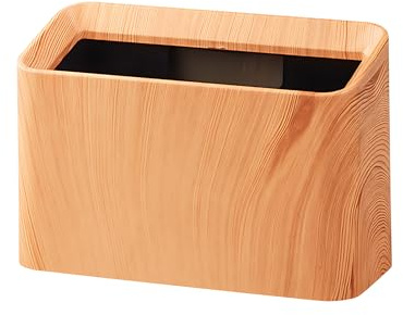 Mini Desk Trash Can, Desktop Trash Can Wood Grain, Uncovered Retro Wastebasket for Kitchens, Offices, Living Room, Makeup Table (Raw Wood)