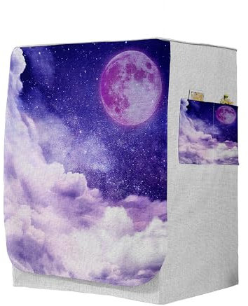 Highdi 3D Housse de Protection pour Machine à Laver, Chargement Frontal Housse à La Poussière avec Ouverture Frontale (Capacité S 6~7,5kg,Nuage 1)