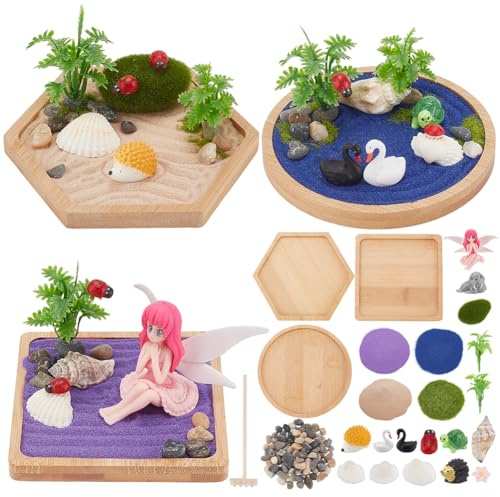 WEBEEDY 3 Sets Animals Zen Garden Sand Kit Mini Ocean Desktop Sandbox Alternative Sand Tray Kit Sand Craft Accessories,Home Office Spiritual Zen Decor Gifts for Friends Unique Gift