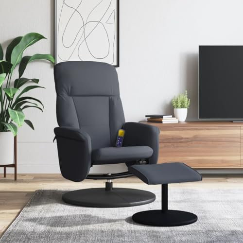 IKAYAA Massagesessel Drehsessel Fernsehsessel mit Hocker 360 Grad Drehbar Massage Sessel Wohnzimmer mit Fußhocker Relaxsessel Liegefunktion Liegesessel Massagefunktion