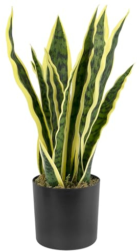 Plantes de Serpent Artificielles 40 cm, Faux Sansevieria avec Feuilles Réalistes, Décoration Verte pour Intérieur et Extérieur, Plante Imitation Faible Entretien en Pot pour Salon, Bureau, Balcon