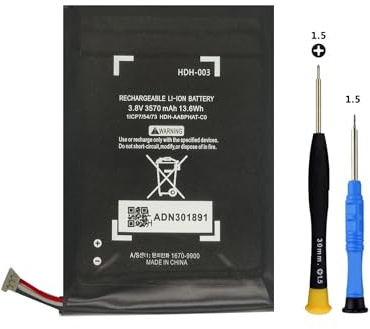 Vvuilsty HDH-003 ersättningsbatteri för Switch Lite konsol handhållning, uppladdningsbart 0-cykelbatteri kompatibelt med Switch Lite konsol handhållen med reparationsverktygssatser