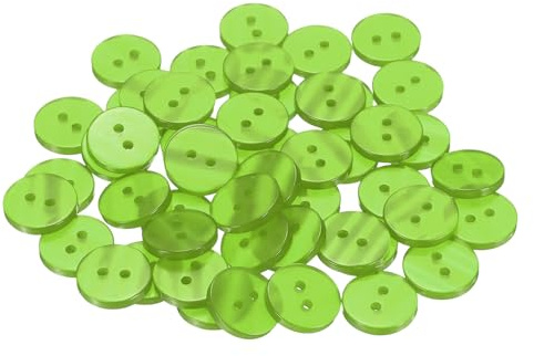 sourcing map 50pcs 24L Sewing Buttons 5/8(15mm) Resin Round Flat 2-Hole Craft Clothing Replacement Button for Coats Sewing Clothing and DIY, Green