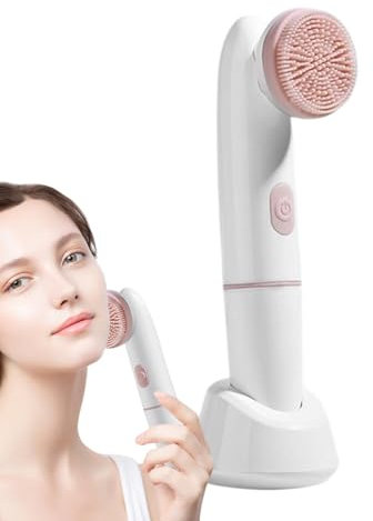 lyanny Gesichtswaschbürste, Gesichtsreinigungspinsel | Elektrische Vibration Gesichtsbeschrubber,Gesichtsmassagebeistung Hautpflegewerkzeuge Ultraschall mit 2 Köpfen, die für die tiefe Porenreinigung