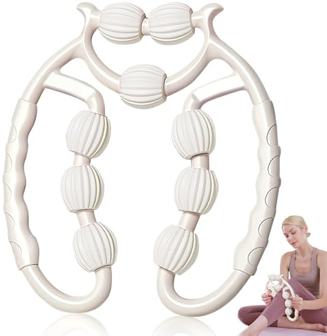 shallyong Massageroller Beine, Cellulite Massagegerät, Massageroller, Cellulite Roller, Massage Roller mit Griff für Bein, Fuß, Armmassage (Weiß)