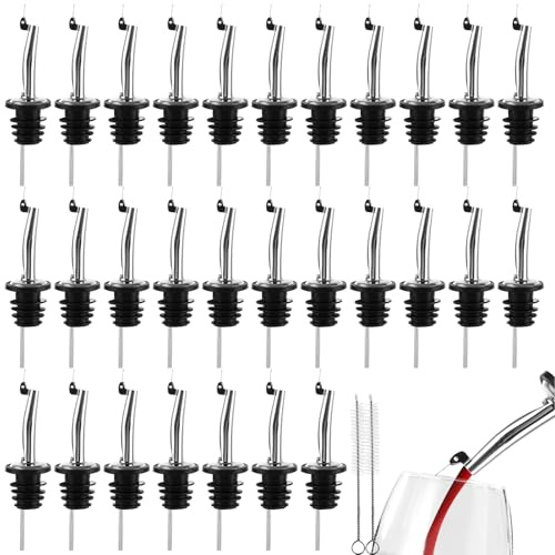 DAJAVE 40 Pcs Speed Pourers for Spirits Bottle Pourers Oil Pourer Spout Liquor Freeflow Wine Bottle Spirits Pourer Tapered Spout with Hinged Flip Top Cap for Alcohol Olive Oil Syrup Vinegar Bottles