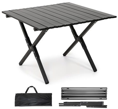 Warmiehomy Folding Camping Table, Lightweight Low Portable Picnic Table with Carrying Bag for Outdoor Camping, Beach, Backyard, BBQ, Party, Patio, Picnic,60x60x43cm