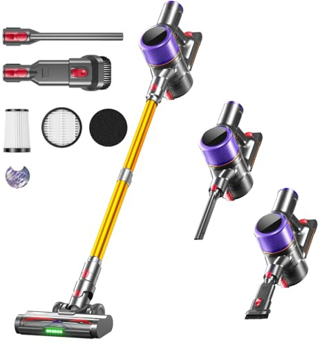 Cordless Vacuum Cleaner, 650 W/55000 Pa/70 Mins Vacuum Cleaners for Home,with Touchscreen and Anti-Tangle Brush, Vacuum Cleaner 1.5 L Dust Container, 9-in-1 for Hard Floors, Carpets and Pet Hair