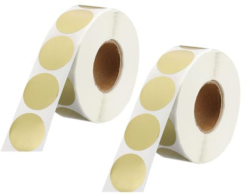 QUARKZMAN 2000 Stück Klebepunkte Bunt, 25mm Runde Punktaufkleber, Selbstklebende Markierungspunkte Etiketten, Punkt Aufkleber für Schule, Büro, Kalender, Karten (Gold, 2 Rollen)