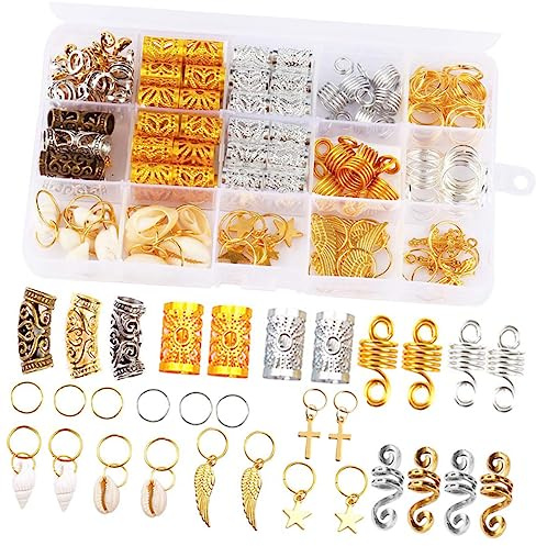 SHERCHPRY 159 Pièces Accessoires pour Dreadlocks en Alliage Polyvalents et Pratiques pour Cheveux, Bagues et Pendentifs en Spirale, Décoration de Rue et Fêtes