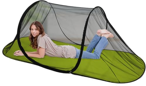 MIAOLLUN 79 * 28 * 28 Pollici Grande Pop-Up Tenda per Zanzare, Zanzariera Pieghevole Portatile con Fondo per Letto, Tenda da Campeggio A Rete Fine per Viaggi All'aperto E Zaini,Verde