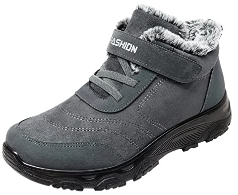 Generisch Winter Shoes, Men's Winter Boots, Hiking Boots, Trekking Boots, Fluffy Ankle Boots, Lined Non-Slip Boot, Trekking Bootie, Short Shaft, Winter Warm Snow Boots, Size 39-44, gray, 7 UK