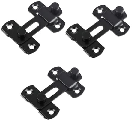Ipetboom Serratura a Catenaccio in Acciaio Inox Nero 3 Pezzi per Porta Scorrevole Chiavistello di Sicurezza per Porte in Legno e Metallo Adatta per Finestre Armadi e Capannoni