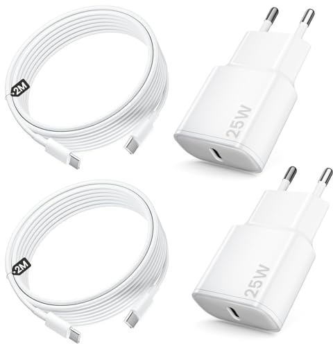 25W para Cargador iPhone 17 16 15, Cargador USB C y 2M Cable USB C a Tipo C | para iPhone 17/17air/17e/17pro/17pro max/16/15/【Pro Max/Plus】Compatible with iPad Pro/iPad Air/iPad Mini,