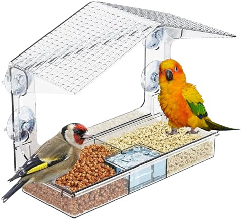 zjhukfmc Mangeoire à oiseaux pour fenêtre, bol d'alimentation à ventouse pour colibri – Mangeoire d'extérieur pour oiseaux, jardin, terrasse, balcon, balustrade, observation des oiseaux en hiver