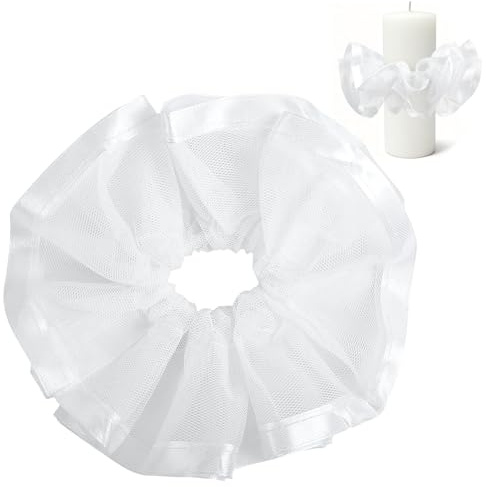 Anneaux de Bougies Tulle Protection, Protection Anti-Gouttes pour Bougies de Communion, Organza Blanche Attrape-Gouttes pour Bougies, Bougies Anti-Gouttes pour Communion, Baptême, Mariage, Fête