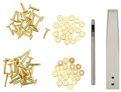 Dioche Kit di Frese per Rivetti in Rame da 8x8 Mm - Rivetti Antiruggine con Incastonatori per la Lavorazione Fai da Te della Pelle - Ideale per Cinture, Borse e Progetti su Tela (plastica, rame,