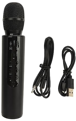 Mtlavishness Micrófono Capacitivo inalámbrico Altavoz Dual Micrófono de Karaoke Micrófono Bluetooth portátil Micrófono de Audio para Cantar en casa Todo en uno (se envía con (Negro)