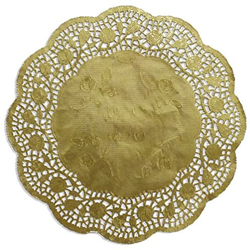 Kunze Torte Pizzo Rotondo, in Rilievo, 100 Pezzi (Ø 26.7 cm), Rivestito, Carta, Gold, 26.7 x 26.7 x 1 cm, – unità
