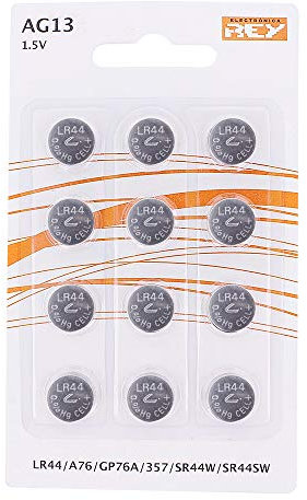 Pack 12x Alkali-Batterien Modell AG13 1,5V Lithium, LR44, A76, GP76A, 357, SR44W, SR44SW, hohe Haltbarkeit