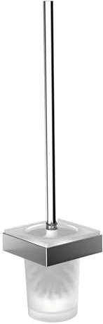EMCO Liaison Toilettenbürsten-Garnitur, Glas satiniert/Chrom, Toilettenbürste mit Bürstenhalter, Wandmontage – 181500101