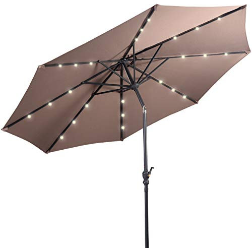 Costway Parasol de Jardin Extérieur, Brun, 300x300x253 cm