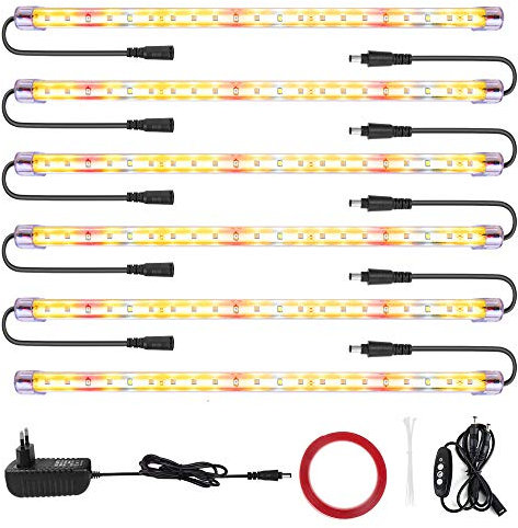 Led Pflanzenlampe Samsung＆Full Spectrum 3500＆Rote LED-Streifen mit Timer 3/6/12 Stunden Doppelkanal 4 Helligkeitsstufe führte pflanzenlicht für Zimmerpflanzen Gartenarbeit (126 LEDs)
