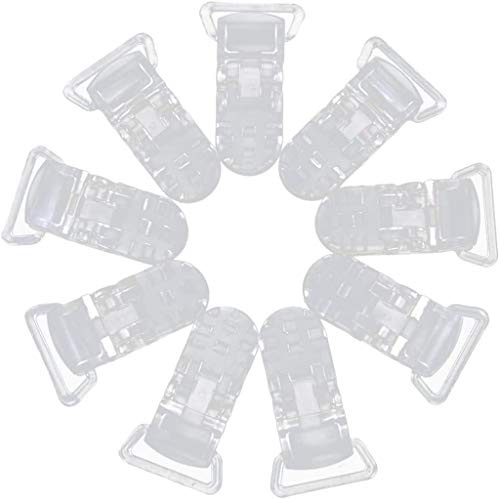 Dummy klämmor tillbehör märken hantverk plast napp hållare 39 x 16 mm, paket med 10 (genomskinlig)